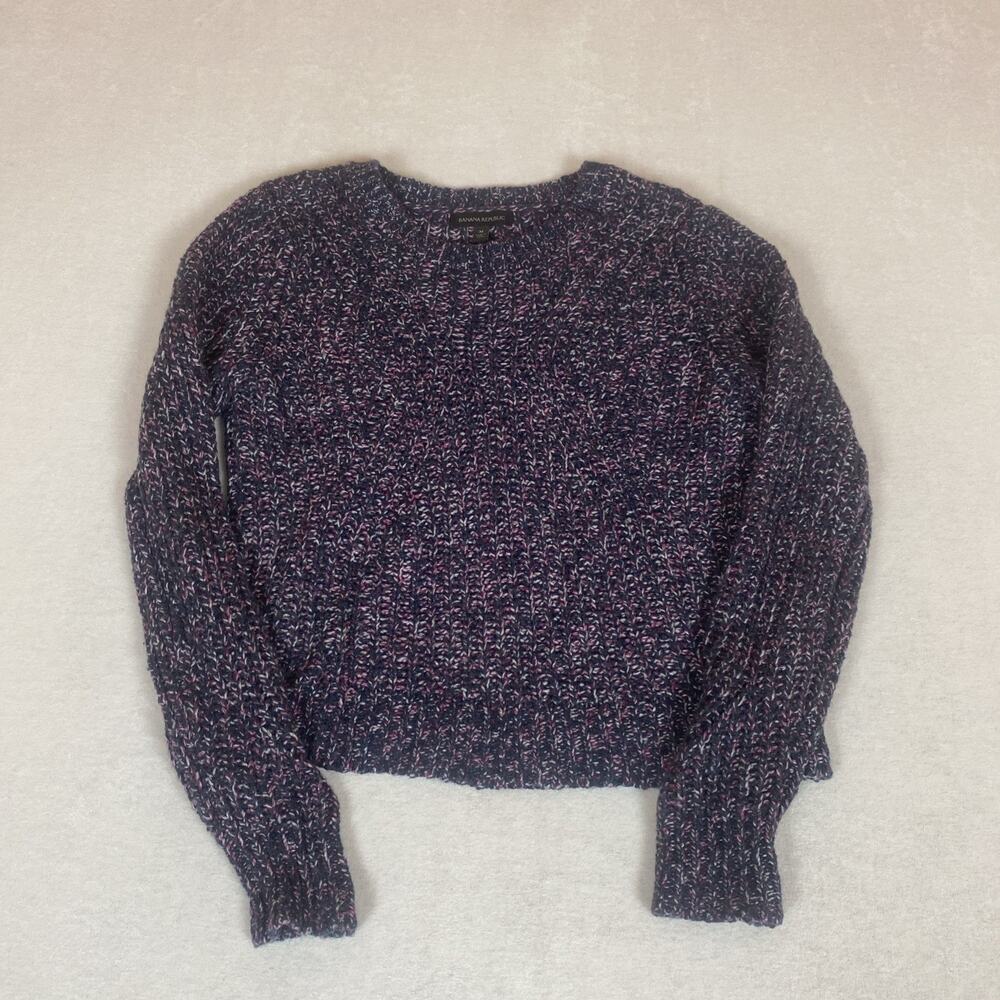 Banana Republic Marled Knit Sweater Wool Cashmere Blend Cropped Cozy Womens M